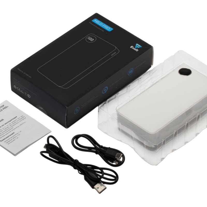 Внешний аккумулятор «Mild Pro» c быстрой зарядкой QC/PD, 20 000 mAh, белый