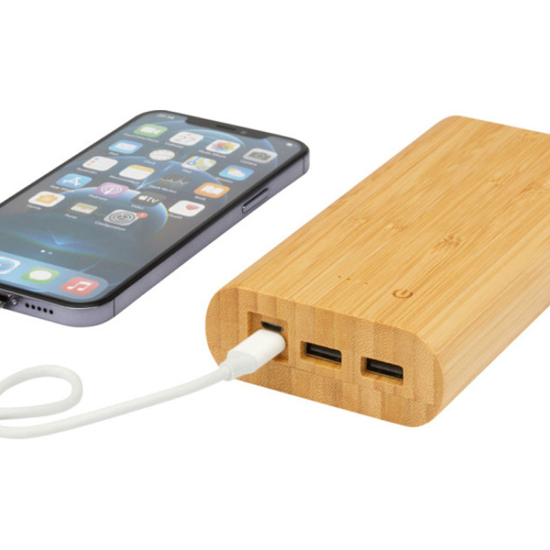 Портативное зарядное устройство Tulda из бамбука, 20 000 мАч, натуральный
