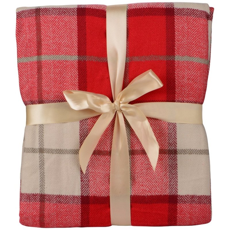 Плед акриловый в клетку Tartan, красный