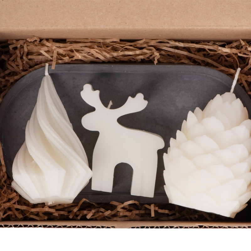Свечи на подставке "Олень, шишка, елочка" Свечи на подставке "Олень, шишка, елочка"