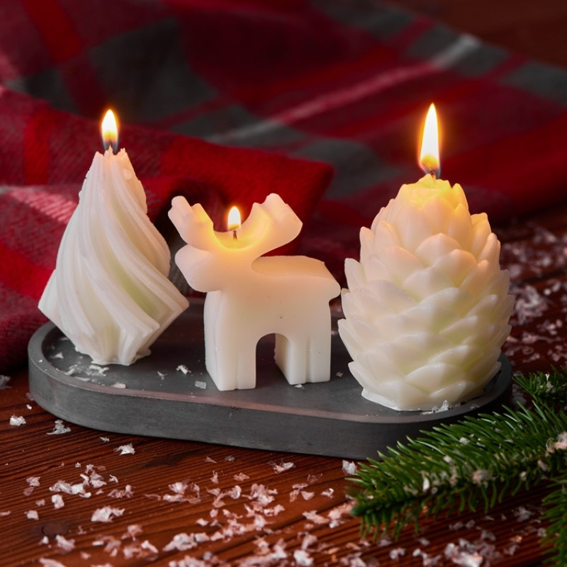 Свечи на подставке "Олень, шишка, елочка" Свечи на подставке "Олень, шишка, елочка"