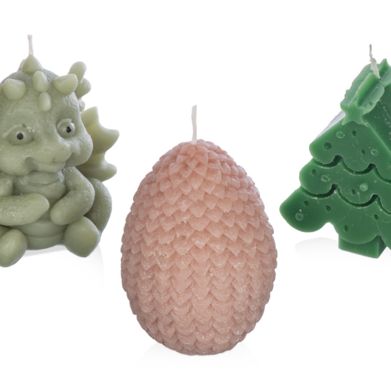 Свечи на подставке "Дракон, яйцо дракона, елочка"