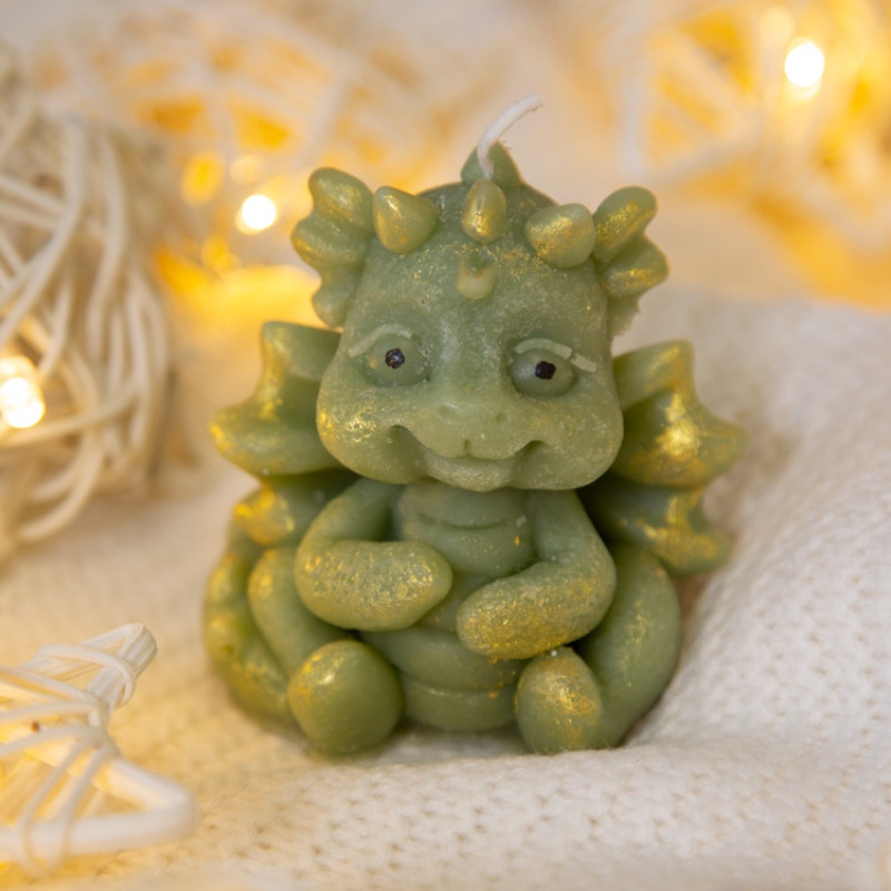 Свечи на подставке "Дракон, яйцо дракона, елочка"