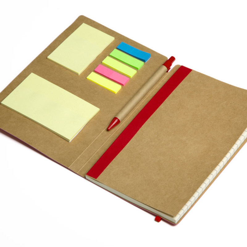 Блокнот с ручкой и набором стикеров А5 "Write and stick", красный