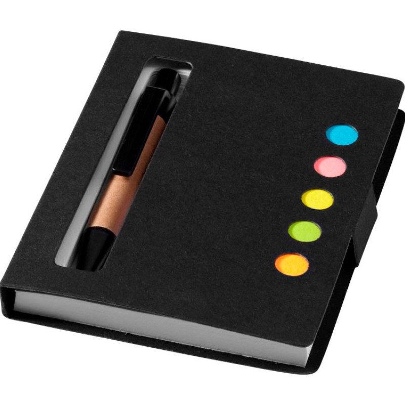 Набор стикеров "Expose" с ручкой и блокнотом А7, черный