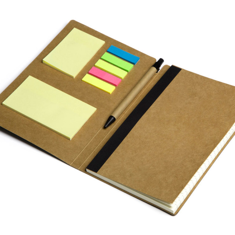 Блокнот с ручкой и набором стикеров А5 "Write and stick", черный