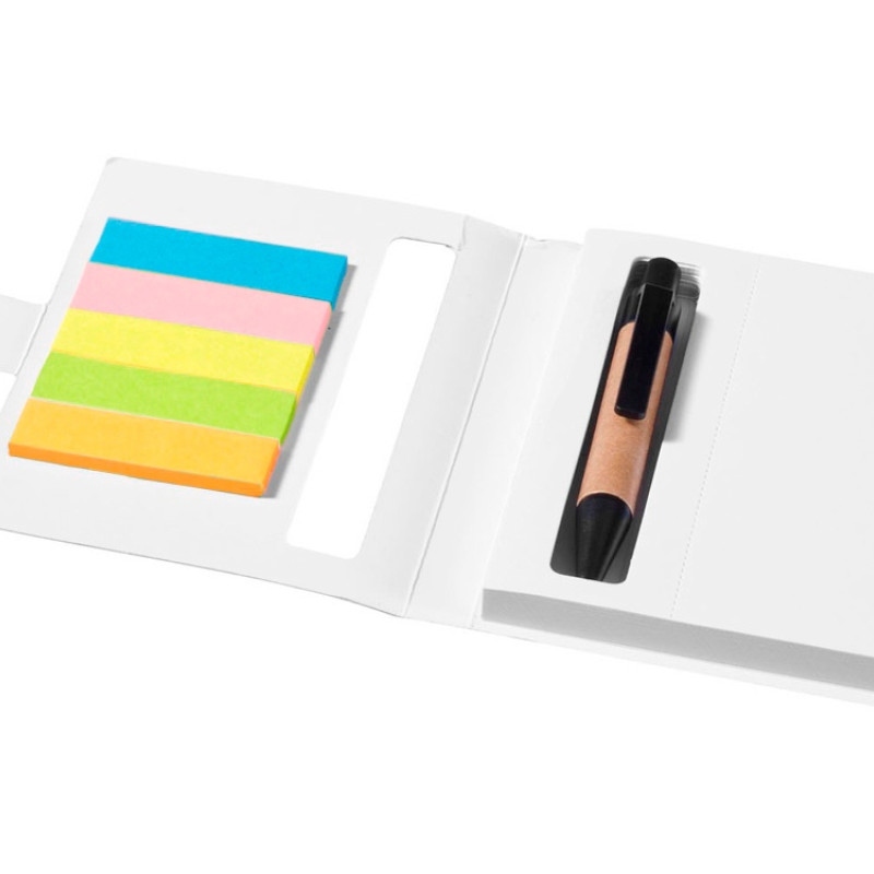 Набор стикеров "Expose" с ручкой и блокнотом А7, белый