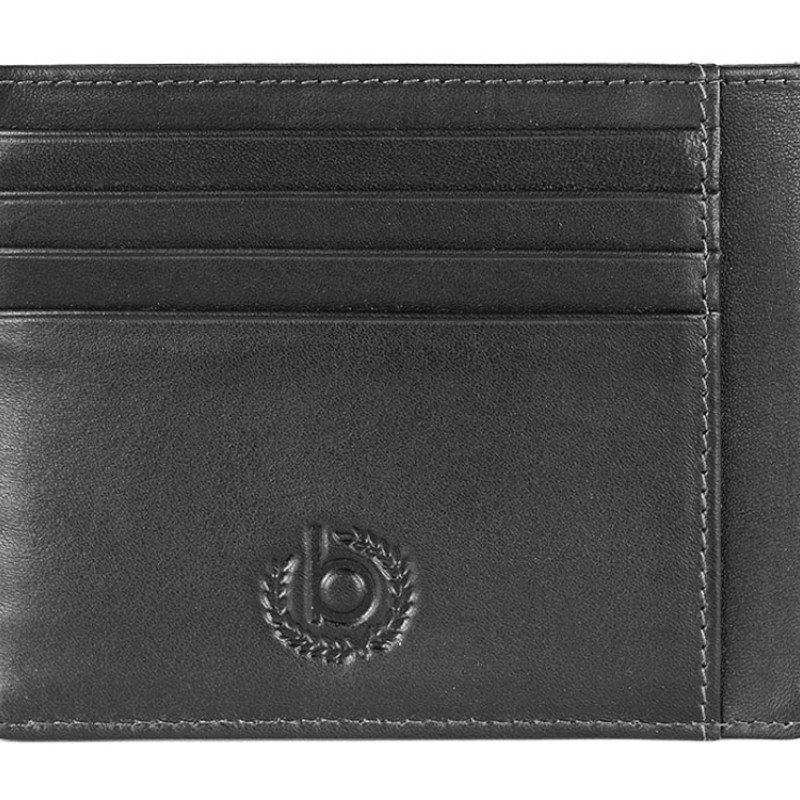 Портмоне для кредитных карт BUGATTI ПЕРВЫЙ | PRIMO, чёрное, натуральная воловья кожа, 11,5х0,5х9 см