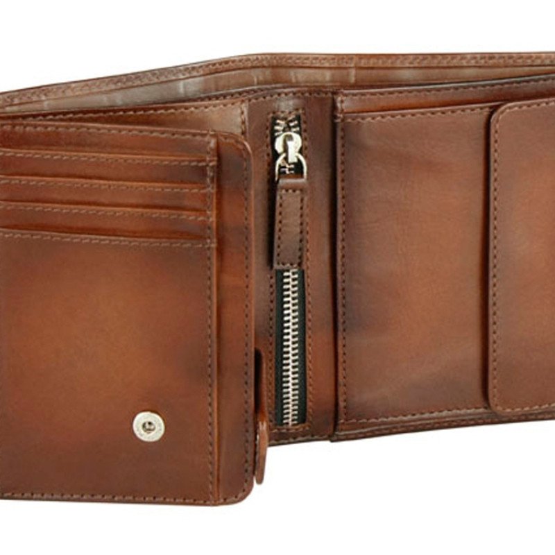 Портмоне BUGATTI ДОМ | DOMUS, с RFID защитой, коньячный цвет, натуральная воловья кожа, 10х2х12 см