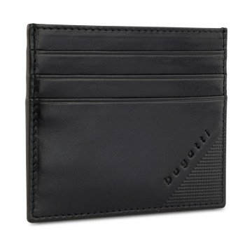 Портмоне для кредитных карт BUGATTI АРИСТОКРАТ | NOBILE, с защитой данных RFID, черное, натуральная воловья кожа, 10х0,3х8 см