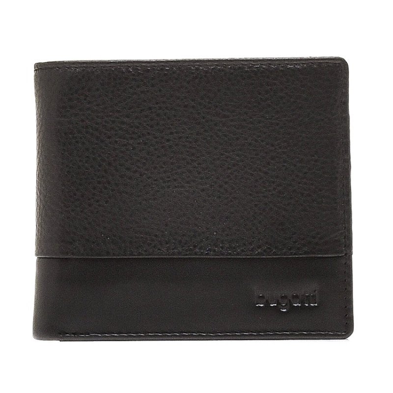 Портмоне BUGATTI АТЛАНТА | ATLANTA, чёрное, натуральная воловья кожа, 10,5х1х9 см