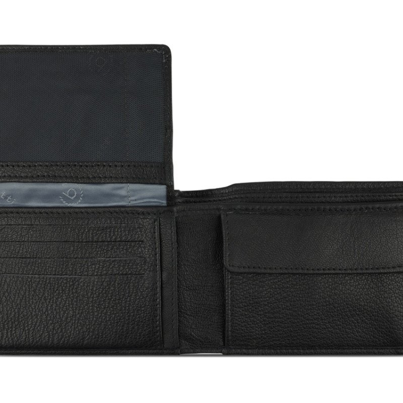 Портмоне BUGATTI ШЕДЕВР | BOMBA, с защитой данных RFID, чёрное, кожа козы/полиэстер, 12,5х2х9 см