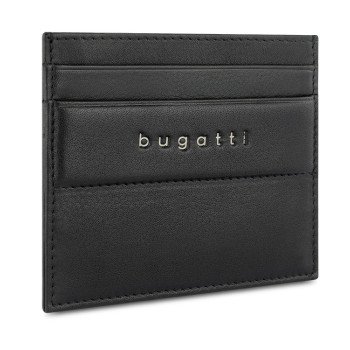 Портмоне для кредитных карт BUGATTI НОМ | NOME, с защитой данных RFID, черное, натуральная воловья кожа, 10,2х0,3х8,2 см