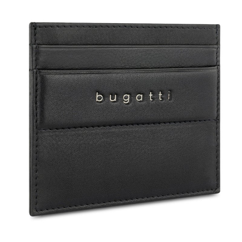 Портмоне для кредитных карт BUGATTI НОМ | NOME, с защитой данных RFID, черное, натуральная воловья кожа, 10,2х0,3х8,2 см