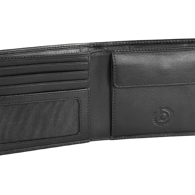 Портмоне BUGATTI ПЕРВЫЙ | PRIMO, чёрное, натуральная воловья кожа, 11х1,5х9 см