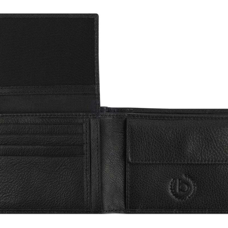 Портмоне BUGATTI НЕВИО | NEVIO, чёрный, воловья кожа/козья кожа/полиэстер, 12,5х2,5х9,3 см