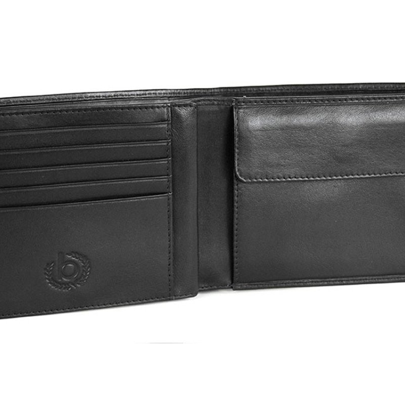 Портмоне BUGATTI ПЕРВЫЙ | PRIMO, чёрное, натуральная воловья кожа, 11,5х2х9,5 см