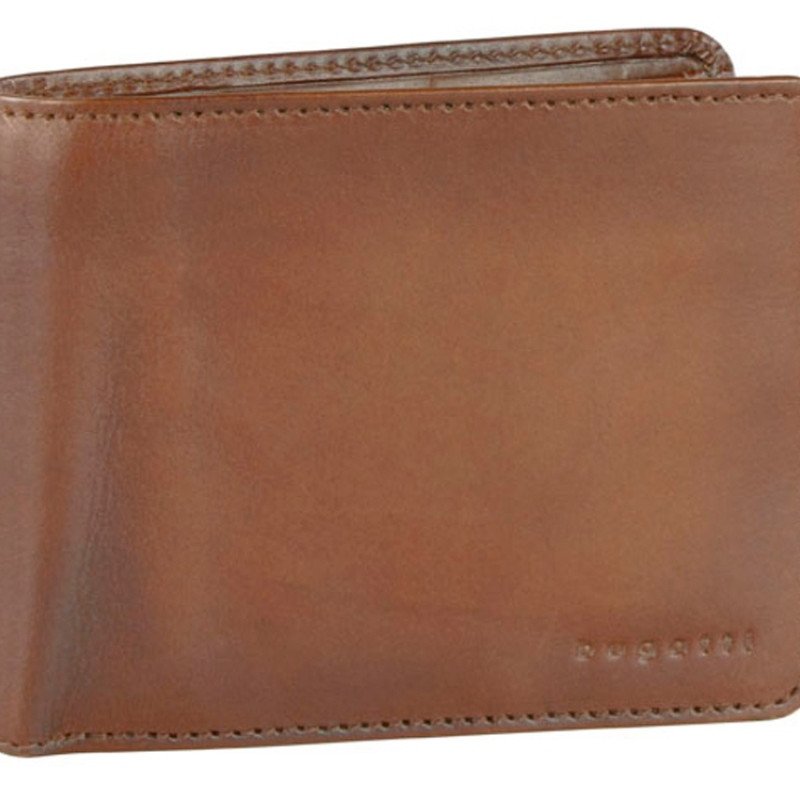 Портмоне BUGATTI ДОМ | DOMUS, с RFID защитой, коньячный цвет, натуральная воловья кожа, 12х1,5х9,2 см