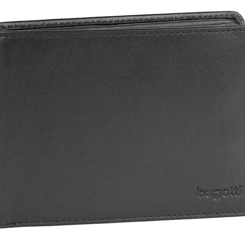 Портмоне BUGATTI ПЕРВЫЙ | PRIMO, чёрное, натуральная воловья кожа, 12,5х1х9 см