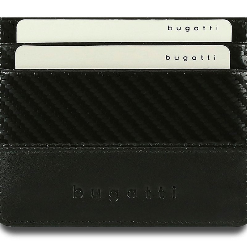 Портмоне для кредитных карт BUGATTI КОМЕТА | COMET, с защитой данных RFID, черное, натуральная воловья кожа, 10,2х0,2х8,2 см