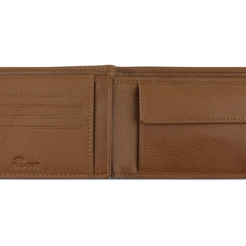 Портмоне BUGATTI БАНДА | BANDA, с защитой данных RFID, коньячного цвета, кожа козы/полиэстер, 12,5х2х9 см