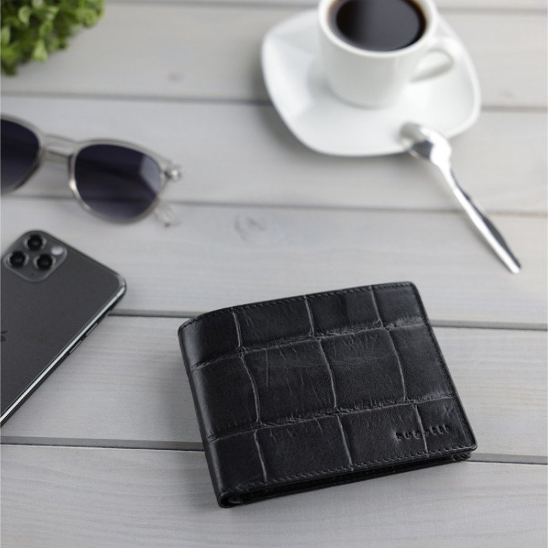 Портмоне BUGATTI НЕВИО | NEVIO, чёрный, воловья кожа/козья кожа/полиэстер, 12,5х2,5х9,3 см