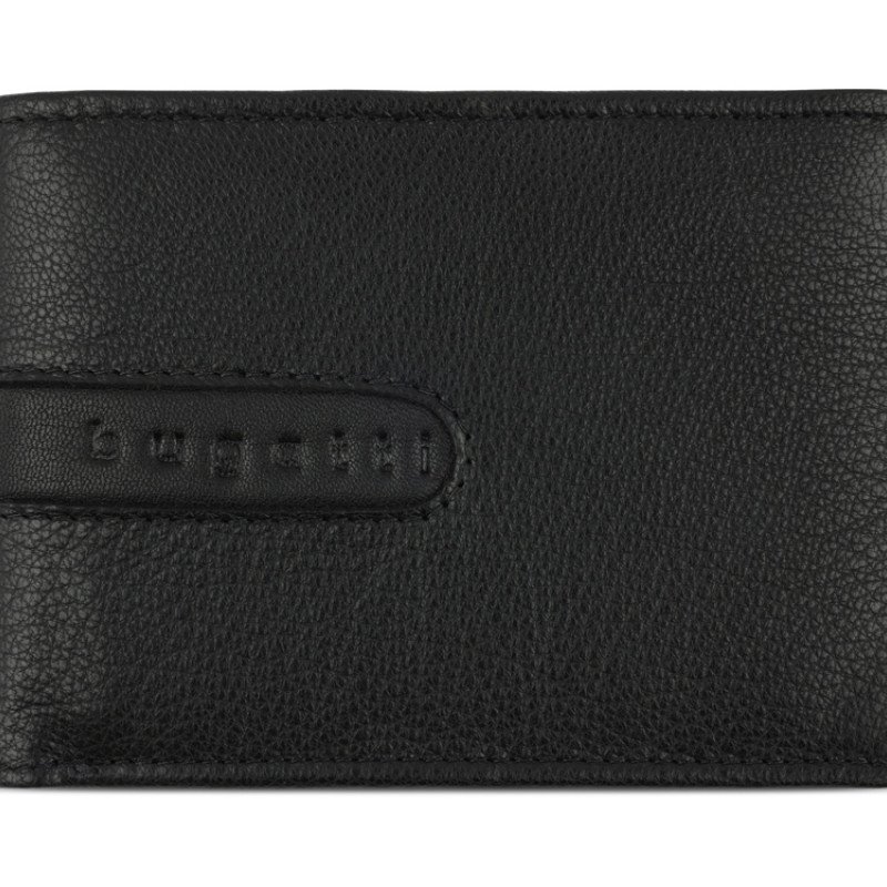 Портмоне BUGATTI ШЕДЕВР | BOMBA, с защитой данных RFID, чёрное, кожа козы/полиэстер, 12,5х2х9 см