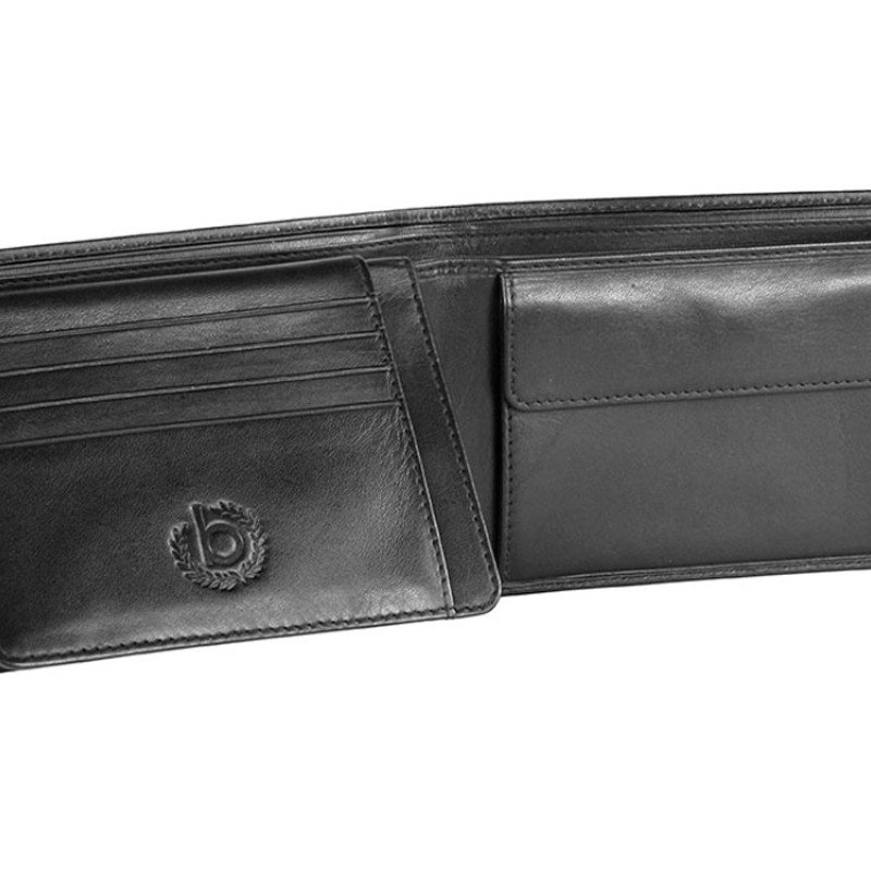 Портмоне BUGATTI ПЕРВЫЙ | PRIMO, чёрное, натуральная воловья кожа, 12,5х1х9 см