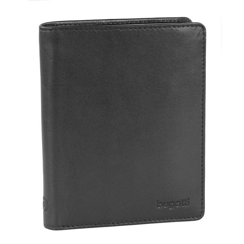 Портмоне BUGATTI ПЕРВЫЙ | PRIMO, чёрное, натуральная воловья кожа, 10х1,5х12,5 см