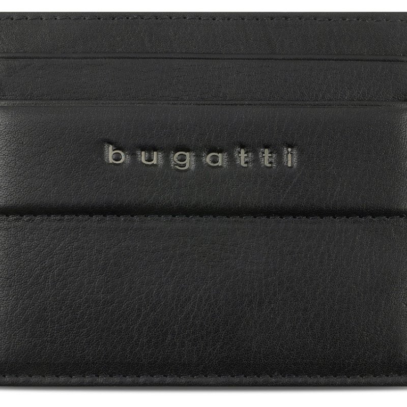 Портмоне для кредитных карт BUGATTI НОМ | NOME, с защитой данных RFID, черное, натуральная воловья кожа, 10,2х0,3х8,2 см