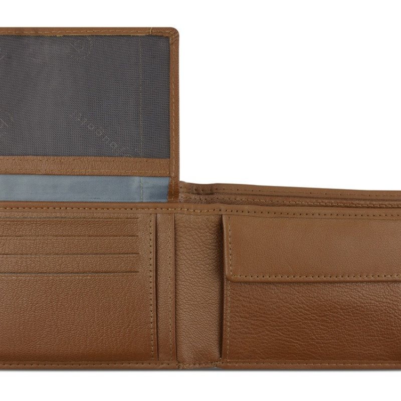 Портмоне BUGATTI БАНДА | BANDA, с защитой данных RFID, коньячного цвета, кожа козы/полиэстер, 12,5х2х9 см