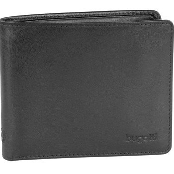 Портмоне BUGATTI ПЕРВЫЙ | PRIMO, чёрное, натуральная воловья кожа, 11х1,5х9 см