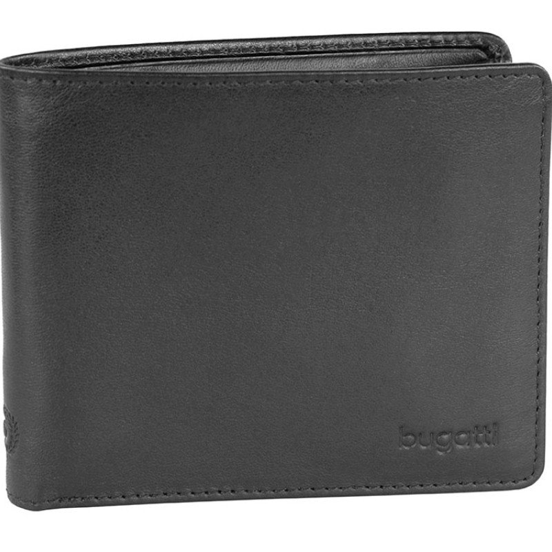 Портмоне BUGATTI ПЕРВЫЙ | PRIMO, чёрное, натуральная воловья кожа, 11х1,5х9 см