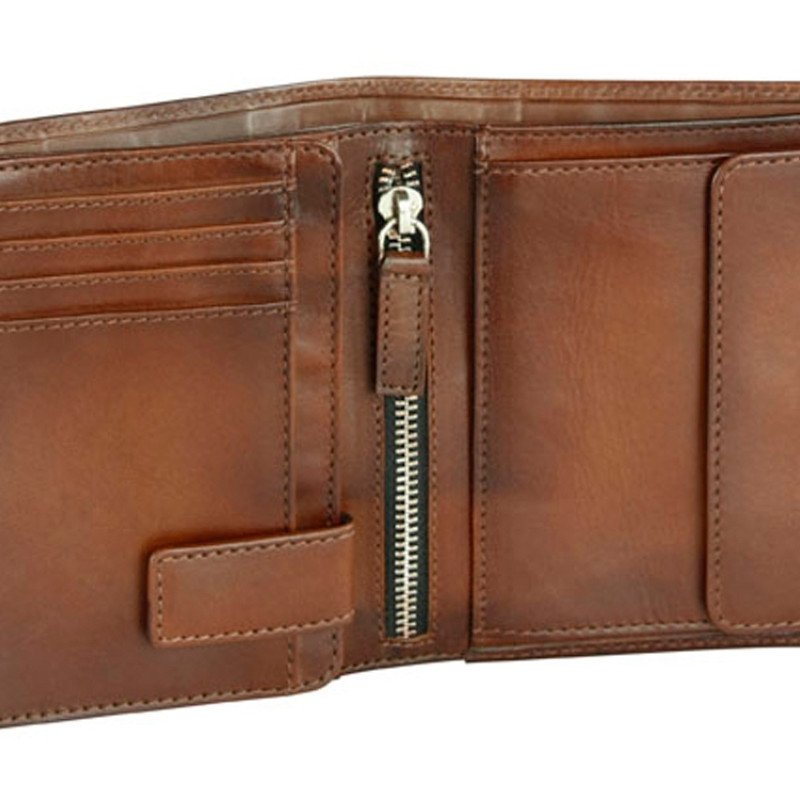 Портмоне BUGATTI ДОМ | DOMUS, с RFID защитой, коньячный цвет, натуральная воловья кожа, 10х2х12 см