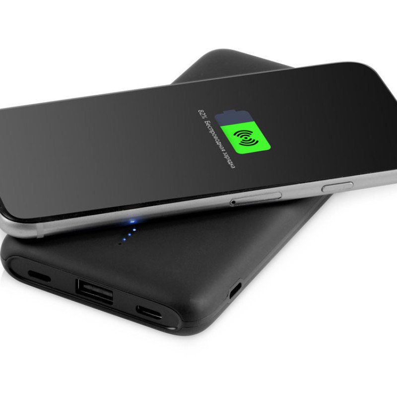 Внешний беспроводной аккумулятор с подсветкой лого "Reserve X". 8000 mAh, черный Внешний беспроводной аккумулятор с подсветкой лого "Reserve X". 8000 mAh, черный