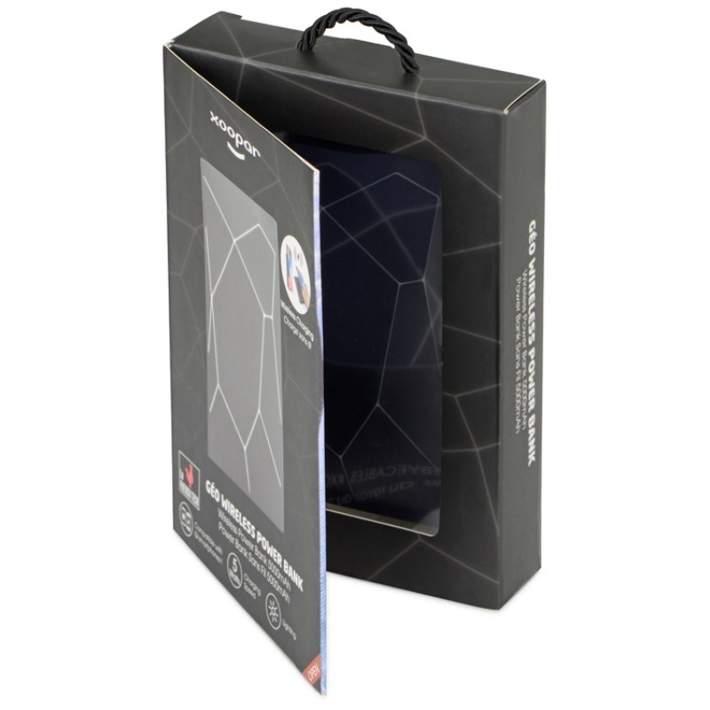 Портативное беспроводное зарядное устройство "Geo Wireless", 5000 mAh, черный