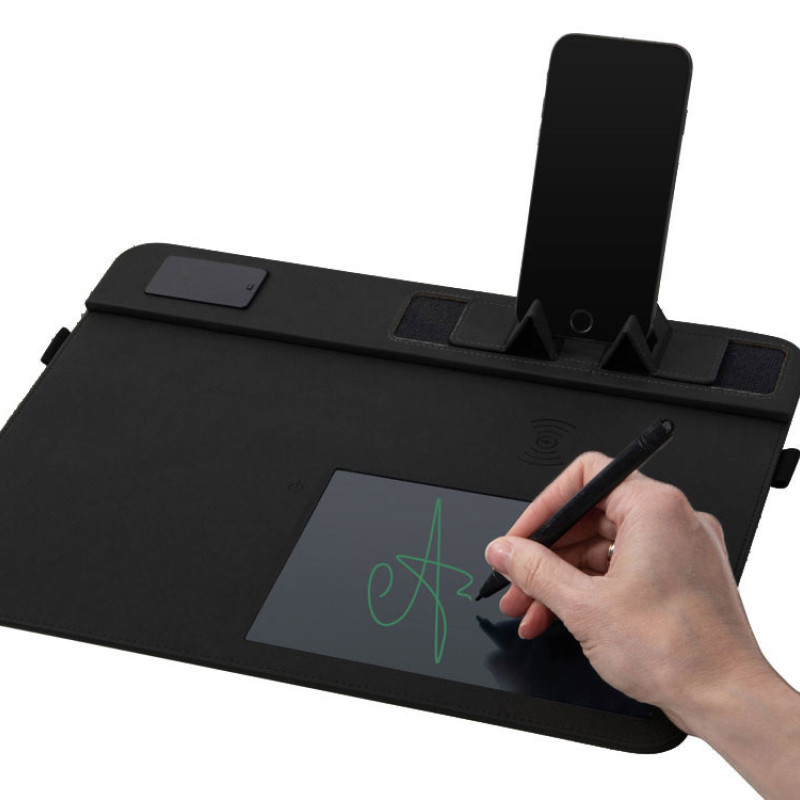 Многофункциональный коврик для мыши «Multi Pad» с беспроводной зарядкой и LCD экраном, 10 Вт, черный