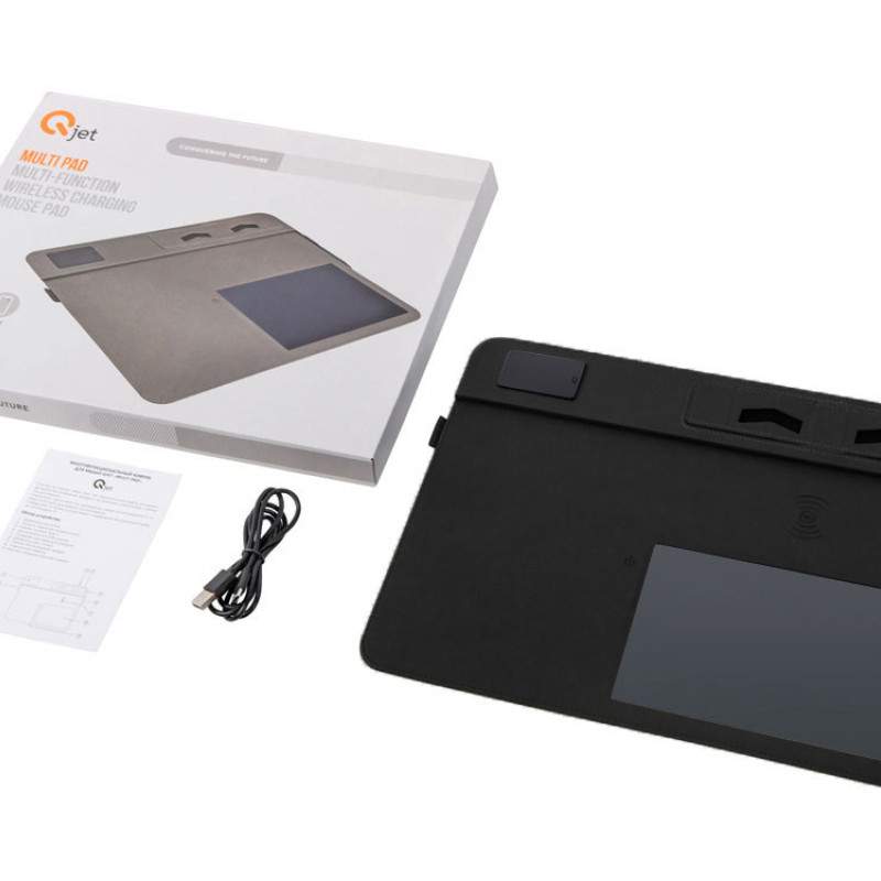 Многофункциональный коврик для мыши «Multi Pad» с беспроводной зарядкой и LCD экраном, 10 Вт, черный