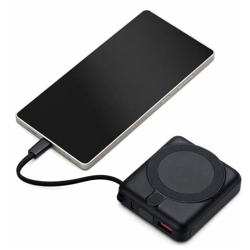 Магнитный беспроводной внешний аккумулятор c подсветкой лого «Энчант», 10000 мАч, черный