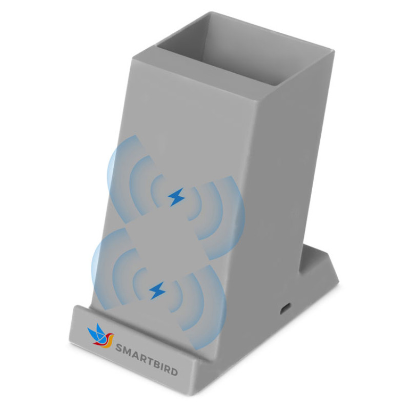 Беспроводная зарядка-подставка с подсветкой "Glow box", серый (Р)