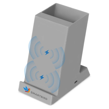 Беспроводная зарядка-подставка с подсветкой "Glow box", серый