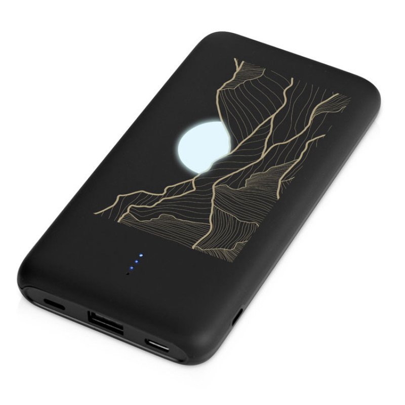 Внешний беспроводной аккумулятор с подсветкой лого "Reserve X". 8000 mAh, черный Внешний беспроводной аккумулятор с подсветкой лого "Reserve X". 8000 mAh, черный