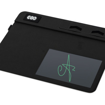 Многофункциональный коврик для мыши «Multi Pad» с беспроводной зарядкой и LCD экраном, 10 Вт, черный
