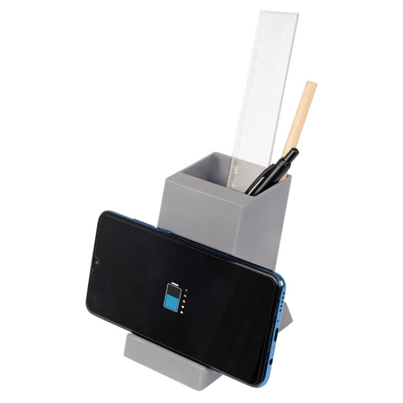 Беспроводная зарядка-подставка с подсветкой "Glow box", серый