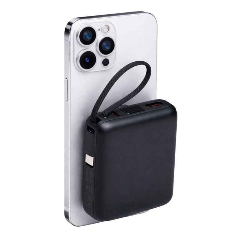 Магнитный беспроводной внешний аккумулятор c подсветкой лого «Энчант», 10000 мАч, черный