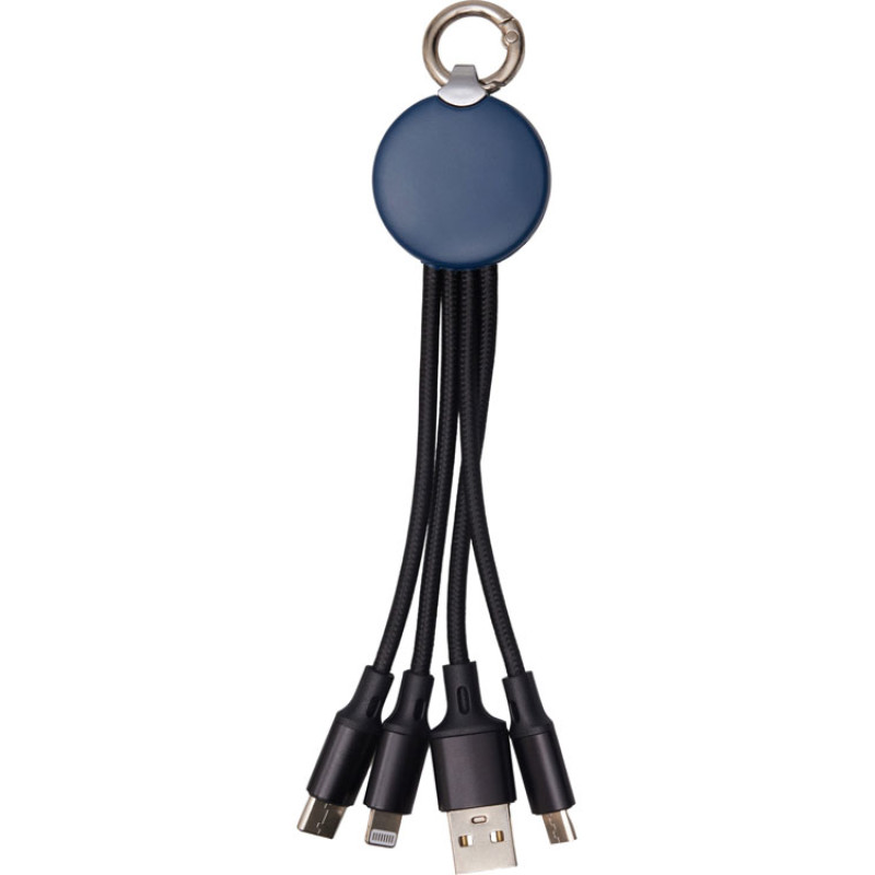 Набор из внешнего акуумулятора и универсального кабеля с подсветкой лого «Reserve LED», 10000mAh, темно-синий