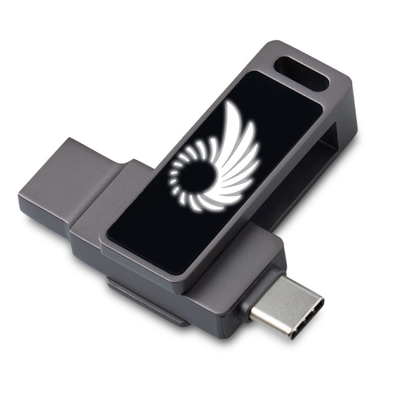 Флешка 32 ГБ USB Type-C и USB 3.0 с подсветкой лого «Спинлайт»