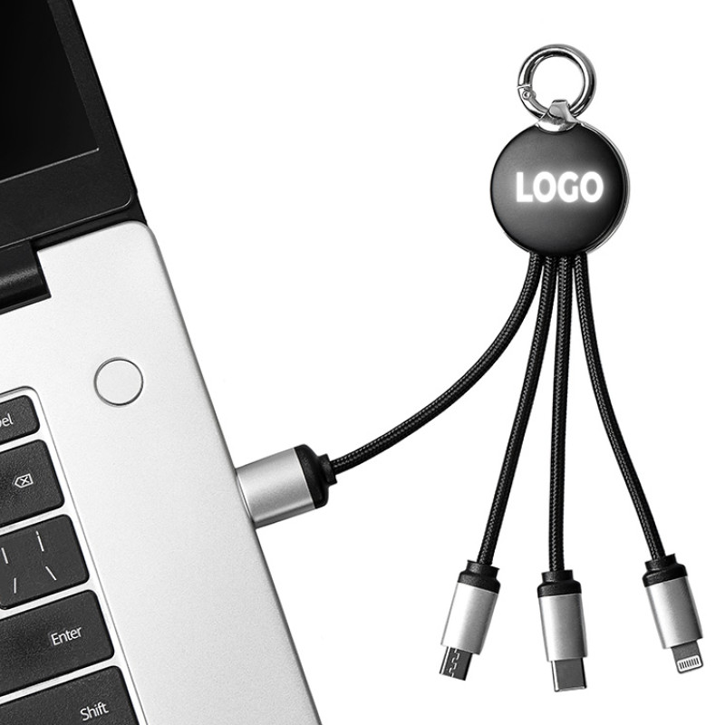 Кабель 3-в-1 с подсветкой лого «Ion mini»