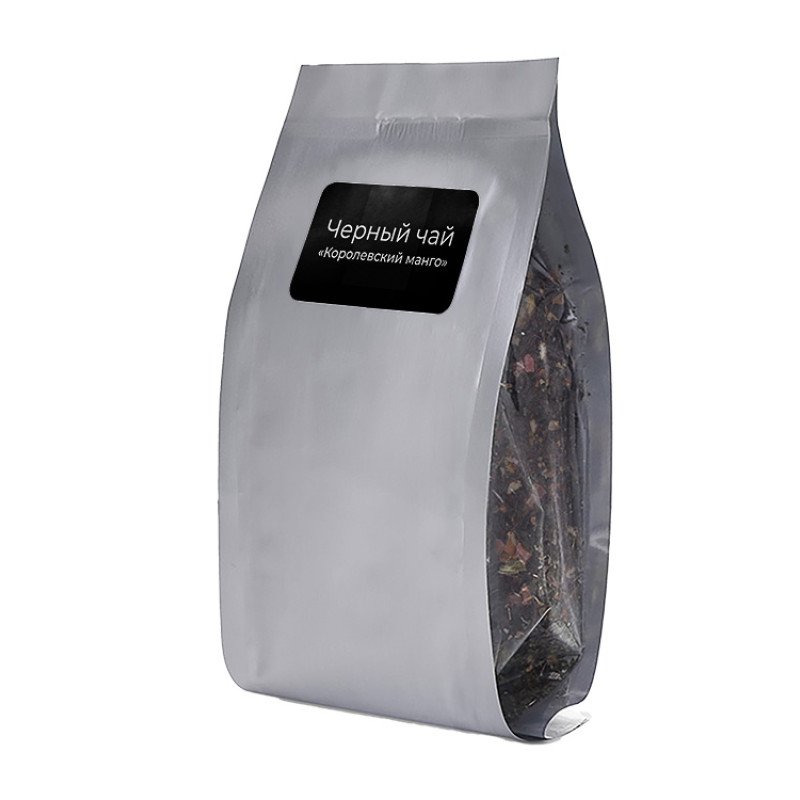 Чай черный "Королевский манго с ананасом",50 гр.,серебристый матовый пакет с нашей этикеткой лицевой