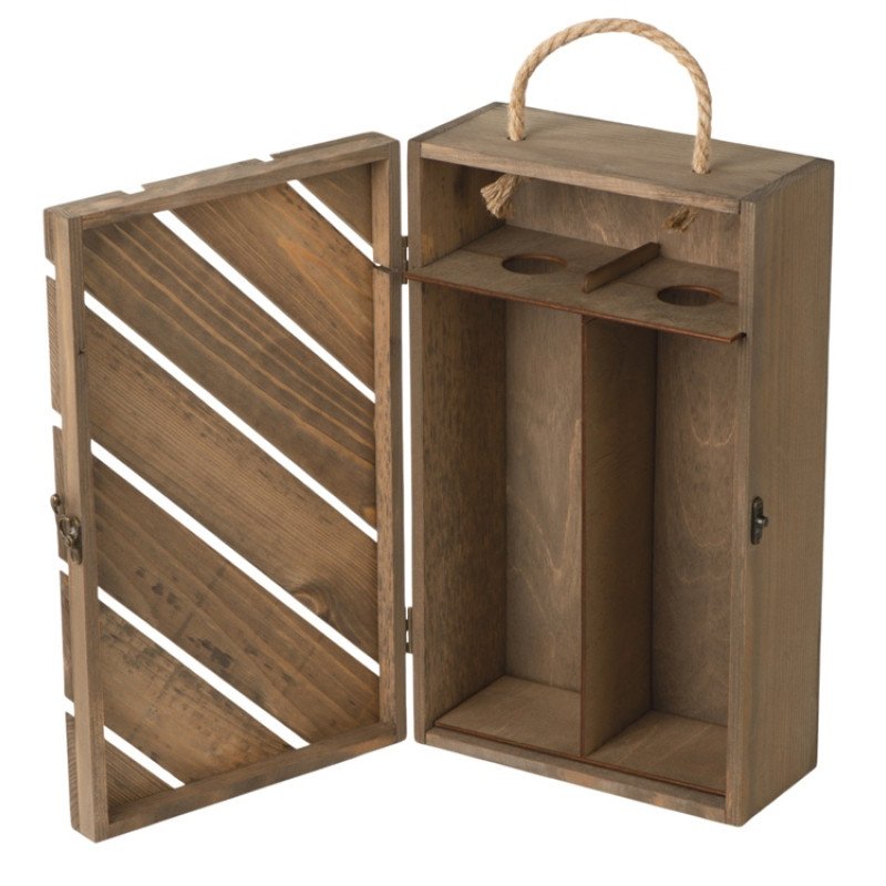 Коробка подарочная из массива дерева для 2х бутылок